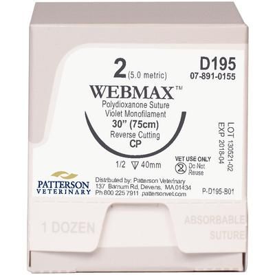 WebMax™ Sutures D195, 30" (CP) , Size 2 , 12/Box , PATTERSON 21275273