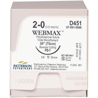 WebMax™ Sutures D451, 30" (FS-1) , Size 2 , 12/Box , PATTERSON 21275028