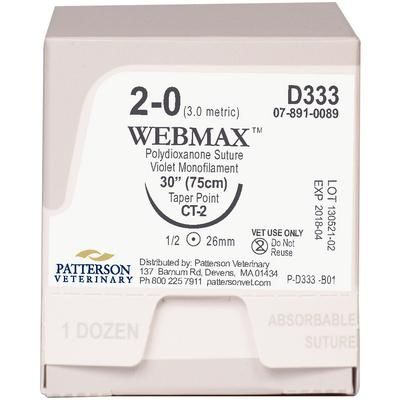 WebMax™ Sutures D333, 30" (CT-2) , Size 2 , 12/Box , PATTERSON 21275277