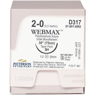 WebMax Sutures D317, 30" (SH) , Size 2 , 12/Box , PATTERSON 21275276