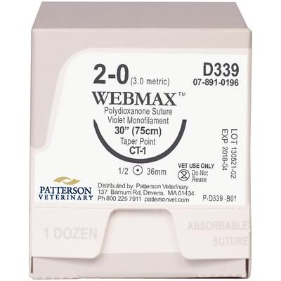 WebMax™ Sutures D339, 30" (CT-1) , Size 2 , 12/Box , PATTERSON 21275278