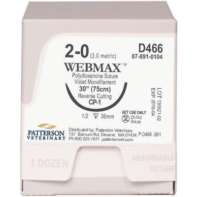 WebMax™ Sutures D466, 30" (CP-1) , Size 2 , 12/Box , PATTERSON 21275274