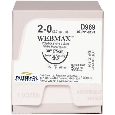 WebMax™ Sutures D969, 30" (CP-2) , Size 2 , 12/Box , PATTERSON 21275275