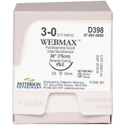 WebMax™ Sutures D398, 30" (FS-2), Size 3 , 12/Box ,PATTERSON 21275027