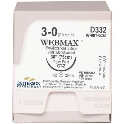 WebMax™ Sutures D332, 30" (CT-2) , Size 3 , 12/Box , PATTERSON 21275282