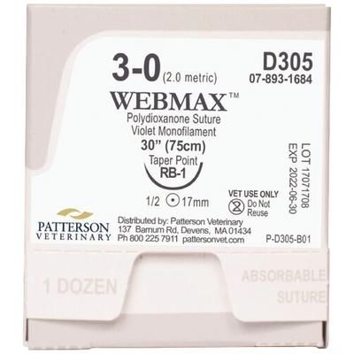 WebMax™ Sutures D305, 30" (RB-1) , Size 3 , 12/Box , PATTERSON 21282415