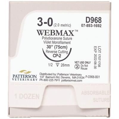 WebMax Sutures D968, Size 3 , 12/Box , 30" (CP-2) , PATTERSON 21282420