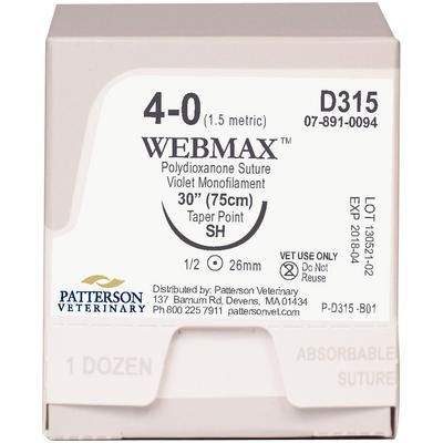 WebMax Sutures D315, , Size 4 , 12/Box , 30" (SH) , PATTERSON 21275288