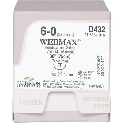 WebMax™ Sutures D432, Size 6 , 12/Box , 30" (TF) , PATTERSON 21282814