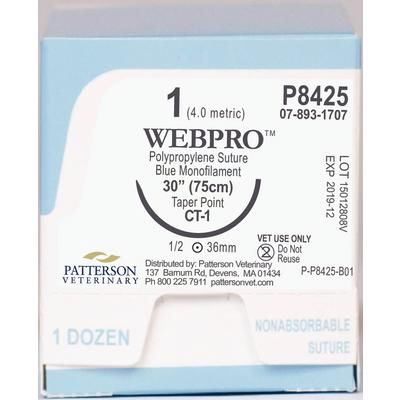 WebPro Sutures P8425, Size 1 , 12/Box , 30" (CT-1) , PATTERSON 21282435