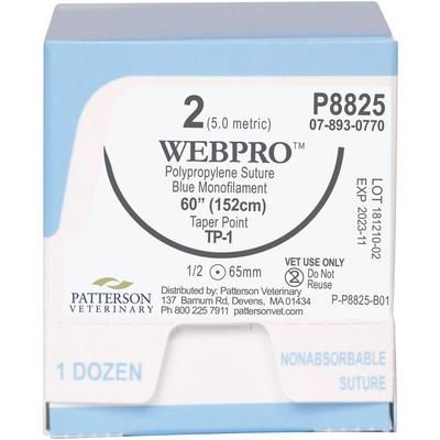 WebPro Sutures P8825, Size 2 , 12/Box , 60" (TP-1) , PATTERSON 21280386