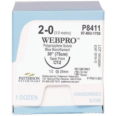 WebPro Sutures P8411, Size 2 , 12/Box , 30" (CT-2) , PATTERSON 21282433