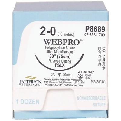 WebPro Sutures P8689, 30" (FSLX), Size 2 , 12/Box , PATTERSON 21282437