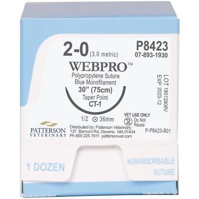 WebPro Sutures P8423, Size 2 , 12/Box , 30" (CT-1) , PATTERSON 21282831