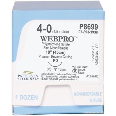 WebPro Sutures P8699, Size 4 , 12/Box , 18" (P-3), PATTERSON 21282837