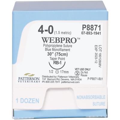 WebPro Sutures P8871, Size 4 , 12/Box , 30" (RB-1) , PATTERSON 21282840