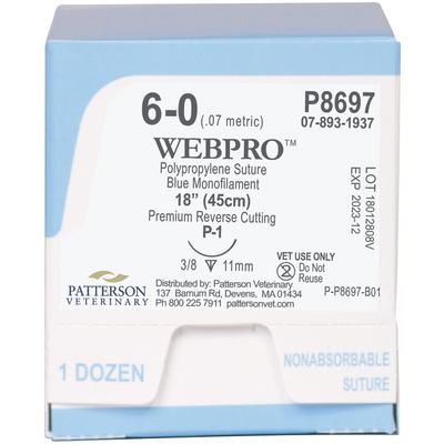 WebPro Sutures P8697, Size 6 , 12/Box , 18" (P-1) , PATTERSON 21282836