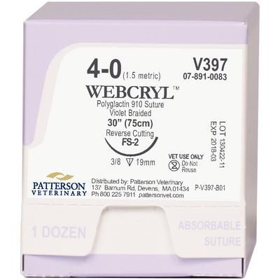 WebCryl™ Sutures V397, 30" (FS-2) , size 4-0 , 12/Box , PATTERSON 21275161