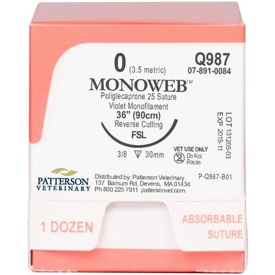 MonoWeb Sutures Q987, Size 0 , 12/Box , 36" (FSL) , PATTERSON 21275074