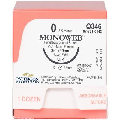 MonoWeb Sutures Q346, 36" (CT-1) , Size 0 , 12/Box , PATTERSON 21275072