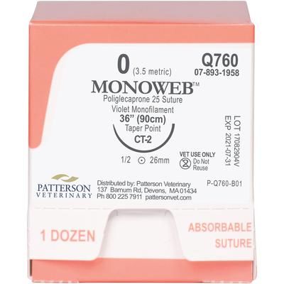 MonoWeb Sutures Q760, Size 0 , 12/Box , 36" (CT-2) , PATTERSON 21282857