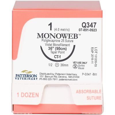 MonoWeb Sutures Q347, 36" (CT-1), Size 1-0 , 12/Box , PATTERSON 21275075