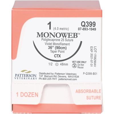 MonoWeb™ Sutures Q399, 36" (CTX) , Size 1-0 , 12/Box , PATTERSON 21282848