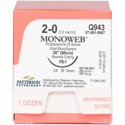 MonoWeb Sutures Q943, 36" (FS-1) , Size 2-0 , 12/Box , PATTERSON 21275079