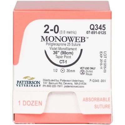 MonoWeb Sutures Q345, 36" (CT-1), Size 2-0 , 12/Box , PATTERSON 21275077