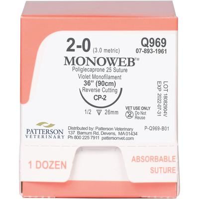 MonoWeb™ Sutures Q969, 36" (CP-2) , Size 2-0 , 12/Box , PATTERSON 21282860