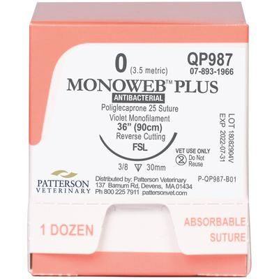 Monoweb Plus Sutures QP987, Size 0 , 12/Box , 36" (FSL) , PATTERSON 21282864