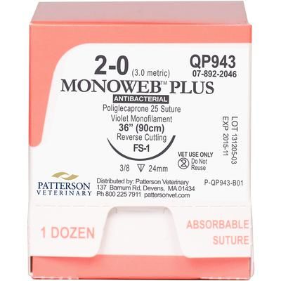 Monoweb Plus Sutures QP943, Size 2-0 , 12/Box , 36" (FS-1) , PATTERSON 21276153