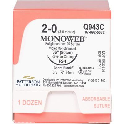 Monoweb Cobra Black Sutures 2/0, Q943C, Size 2-0 , 12/Box , (FS-1) , PATTERSON 21275076