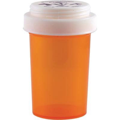 Amber Plastic Prescription Vials 20 Dram, 270/Pkg Reversible Cap, PIVETAL 21295102