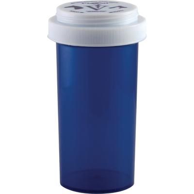 Cobalt Blue Plastic Prescription Vials 40 Dram, 130/Pkg Reversible Cap , PIVETAL 21299572