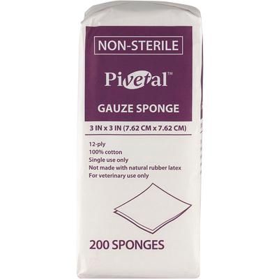 Economy Gauze Sponge 3" x 3" , 12 PLY , 2000/Case, PIVETAL 21295005