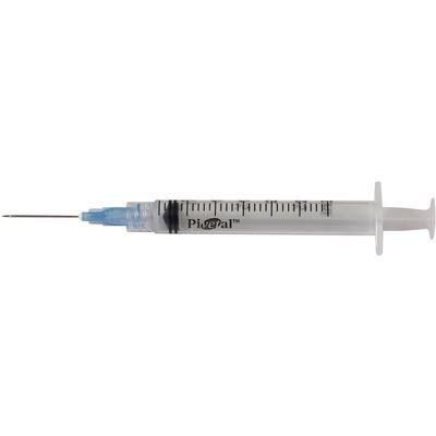 Needle and Syringe Combination, Soft Pack 22 Gauge x 1", 3 cc, Luer Lock , 100/Box ,1000/Case , PIVETAL 21295202