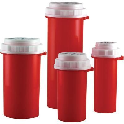 Red Pill Vials with Thumb-Tab Caps 10 Dram, 255/Pkg , PIVETAL 21299474