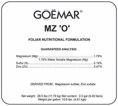 Goemar MZ "O" Foliar Nutritional Formulation - 2.5 Gallon , RF NGOE006