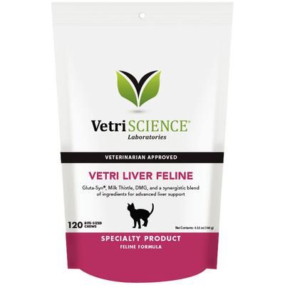 Vetri Liver Feline Bite-Sized Chews, 120/Bottle , VETRI 0900792.120