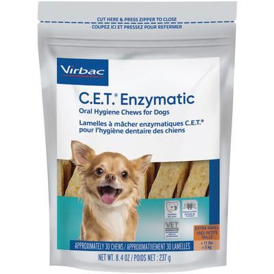 C.E.T. Enzymatic Oral Hygiene Chews for Dogs Under 11 lb , 30/Pack , VIRBAC 90601