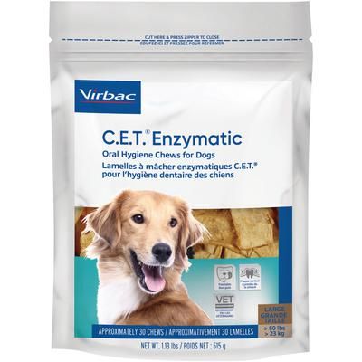 C.E.T. Enzymatic Oral Hygiene Chews for Dogs 51 lb and over , 30/Pack , VIRBAC 90607