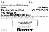 Antifungal Fluconazole in Saline, ISO-OSM, Preservative Free 2 mg / mL Intravenous Injection Piggyback Container 200 mL , 10/Case , Baxter 00338604537