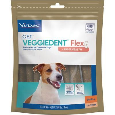 C.E.T. VeggieDent Flex Tartar Control + Joint Health Small , 30/Bag , 5 Bag/Case, VIRBAC 90086