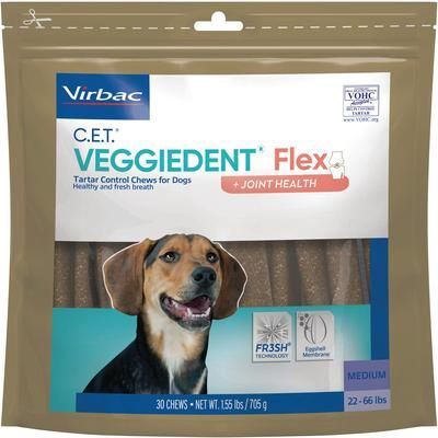 C.E.T. VeggieDent Flex Tartar Control + Joint Health Medium, 30/Pack , 5 Pack/Case , VIRBAC 90087