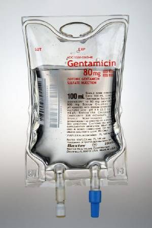 Aminoglycoside Gentamicin / Sodium Chloride, Isotonic 80 mg / 100 mL Intravenous Solution Flexible Bag 100 mL, 24/Case , Baxter 2B0862