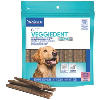 C.E.T. VeggieDent Fr3sh Tartar Control Chews For Large Dogs, 30/Bag , 5 Bag/Case , VIRBAC 90058