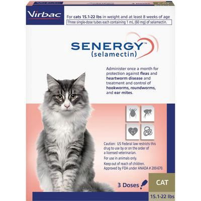 Senergy Topical Parasiticide 3 Doses/Pkg For Cats15.1-22 lb, VIRBAC 50097