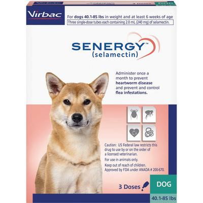 Senergy Topical Parasiticide 3 Doses/Pkg , 10 Packs/Case For Dogs 40.1-85 lb , VIRBAC 50040