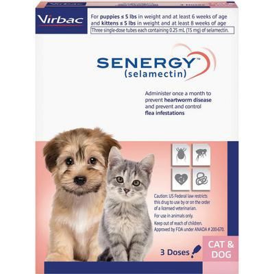 Senergy Topical Parasiticide 3 Doses/Pkg , 10 Box/Case For Puppies/KittensUp to 5 lb , VIRBAC 50090